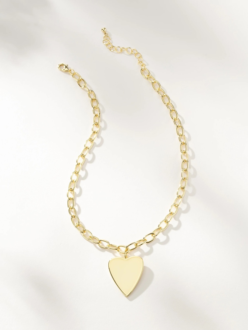 Gold Heart Pendant Chain Necklace - Women Jewelry